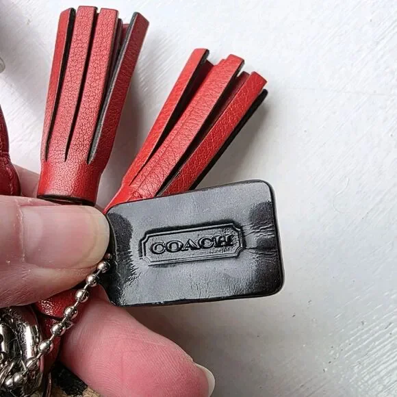 Coach Wristlet Ocelot Cheetah Print And  Carnelian Leather, Unique Tag Tassel - Picture 3 of 9